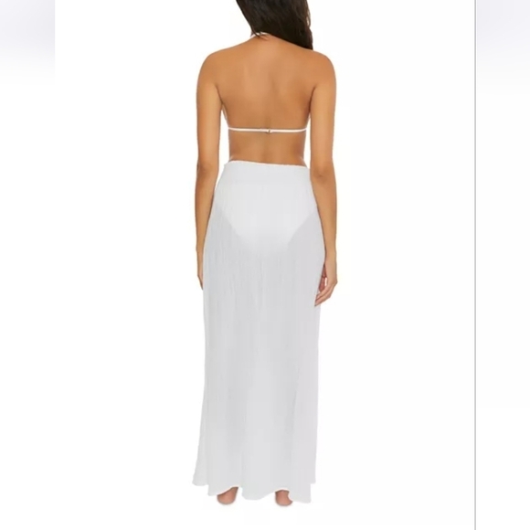 NWT Becca by Rebecca Virtue Cotton Gauzy Slit Cover-Up Skirt in White - Picture 3 of 10